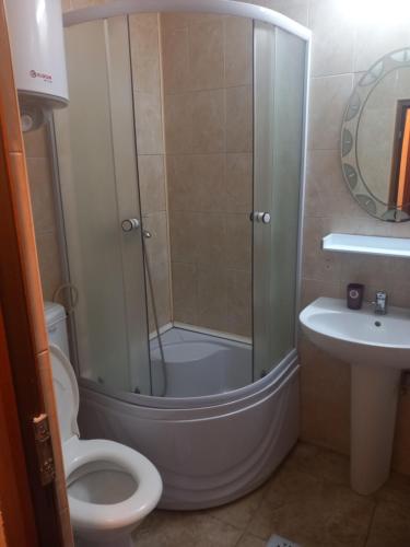 Koupelna v ubytování Pensiunea Pinul Negru