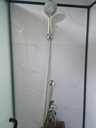 Takava Lodge في فاكارافا: دش مع رأس دش على الجدار