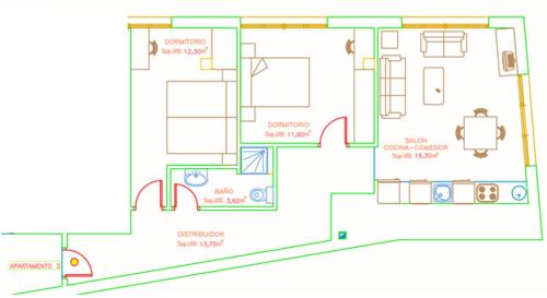 a drawing of a floor plan of a house at Apartamento El Nial de Potes in Potes