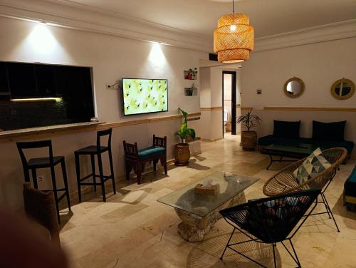 Χώρος καθιστικού στο Appartement de Charme Avec Vue Sur Mer