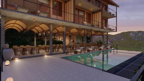 a rendering of a villa with a swimming pool at Te Dalu Resort & Spa in Ella