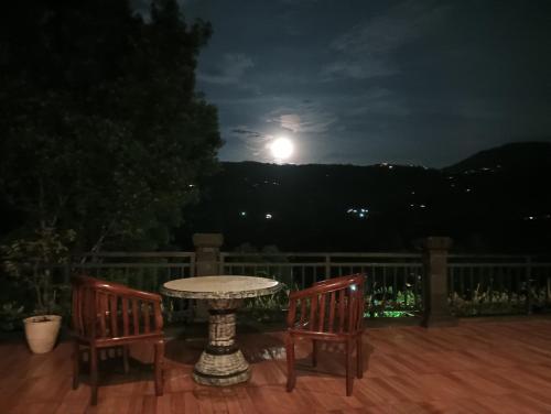 Cảnh núi rừng hoặc tầm nhìn ra núi từ chỗ nghỉ nhà dân