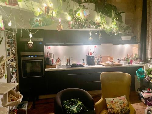 Кухня или мини-кухня в Comme à la maison appart 18e Centre Ville Pierre Plantes Bohéme LGBT
