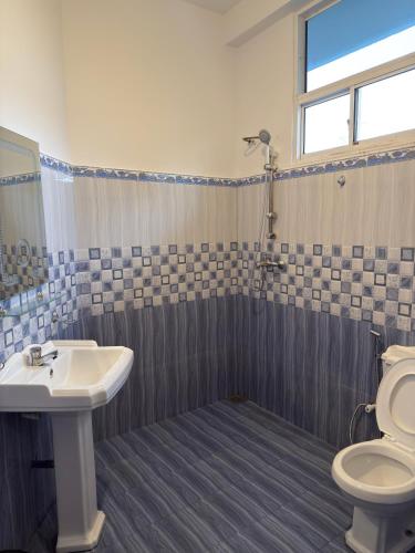 a bathroom with a sink and a toilet at JJ Villa & Tours in Aluthgama