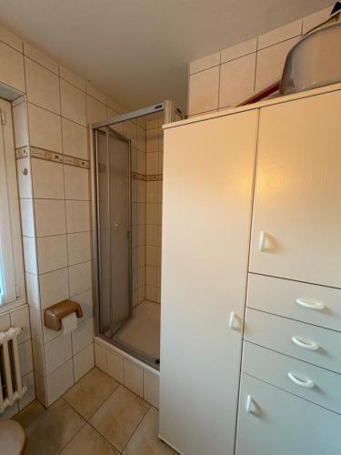 Phòng tắm tại Sonniges Apartment im Zentrum mit Bergblick