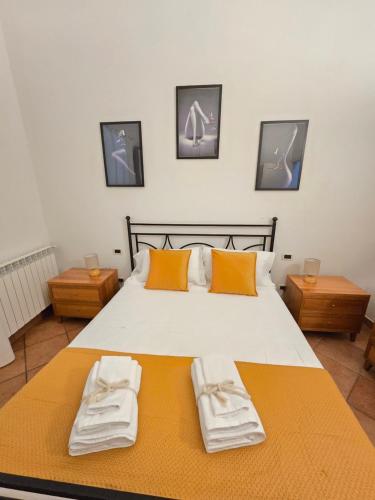 Luisina 78 ONLY ADULTS في فياريجيو: غرفة نوم بها سرير عليه منشفتان