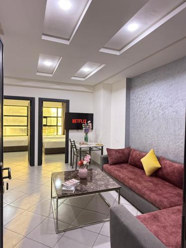 Posezení v ubytování River Place Appartement