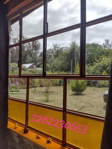 a window with a view of a yard at casavillaza in Necochea
