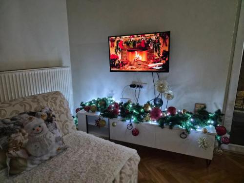 salon z dekoracjami świątecznymi na stole w obiekcie Apartman I&V w mieście Vrnjačka Banja