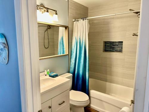 a bathroom with a toilet and a sink and a shower at Seaside 278 in Hilton Head Island
