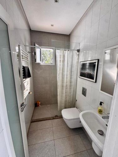 a bathroom with a toilet and a sink at Adagio House - Best View - Marsa Gammarth Sup in La Marsa