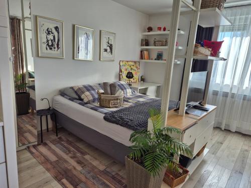 Postel nebo postele na pokoji v ubytování New Studio Apartment Sun with free parking