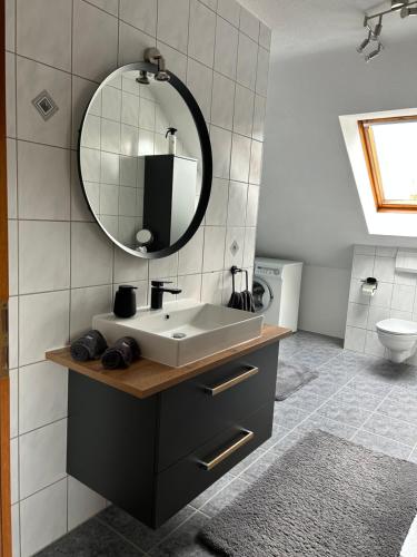 Phòng tắm tại wunderschöne "Ferienwohnung-Simmerath" Eifel NordEifel Nationalpark