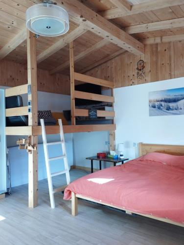a bedroom with bunk beds in a cabin at Studio Mont d'Arbois in Megève
