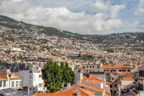 a view of a city with buildings on a hill at The Plaza Apartment in Funchal