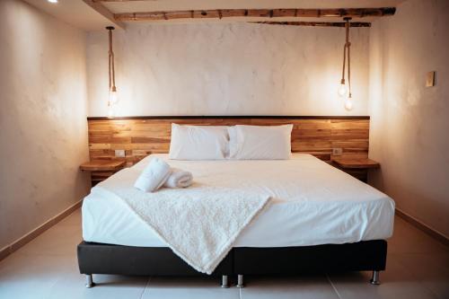 En eller flere senge i et værelse på Ecohotel Tierra de Agua