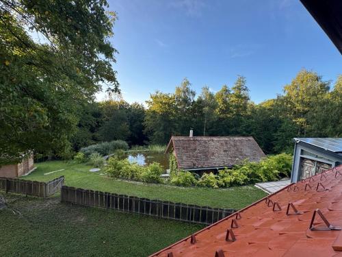 an aerial view of the backyard of a house at Frida Farm Vendégház in Kétvölgy