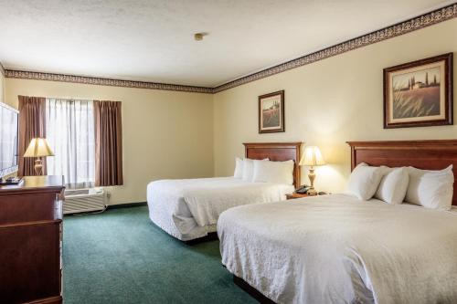 a hotel room with two beds and a window at Branson Towers Hotel in Branson