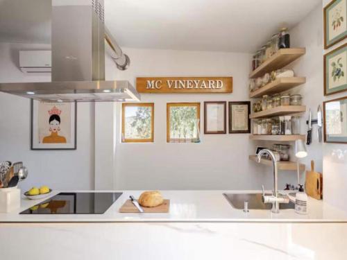 a kitchen with a sink and a counter top at 5-Bedroom Villa with Pool, Swimjet and Jacuzzi in Comares