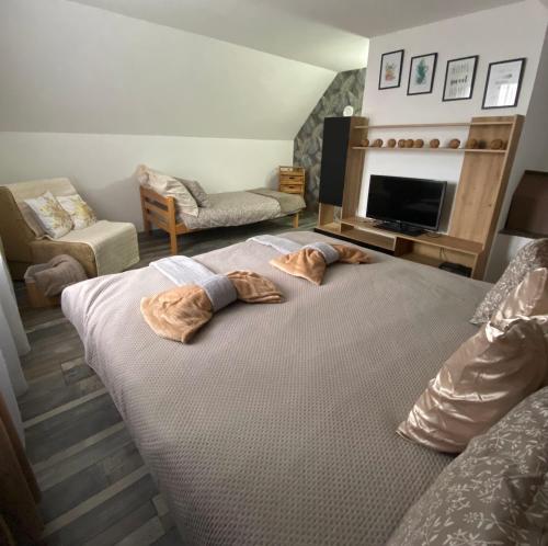 Giường trong phòng chung tại Dunavski vidikovac