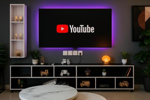 a tv on top of a tv stand in a room at Gold Crest Prime Heights Executive Apartments-DHA Lahore in Lahore