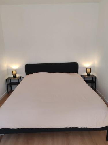 Ένα ή περισσότερα κρεβάτια σε δωμάτιο στο Cosy appartement calme et tout équipé idéal seul ou en couple