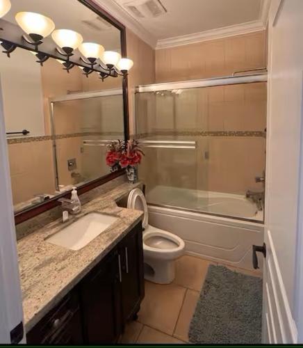 a bathroom with a sink and a toilet and a shower at Delta Guest House in Delta