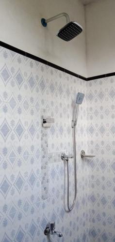 a bathroom with a shower and a sink at Gin River View Point in Gintota