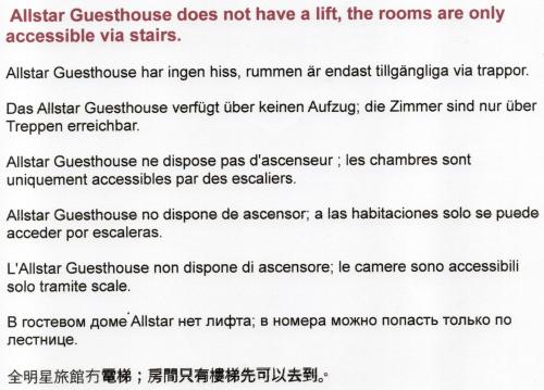 a page of a document with the words australian questionnaire not have a lift at Allstar Guesthouse in Karon Beach