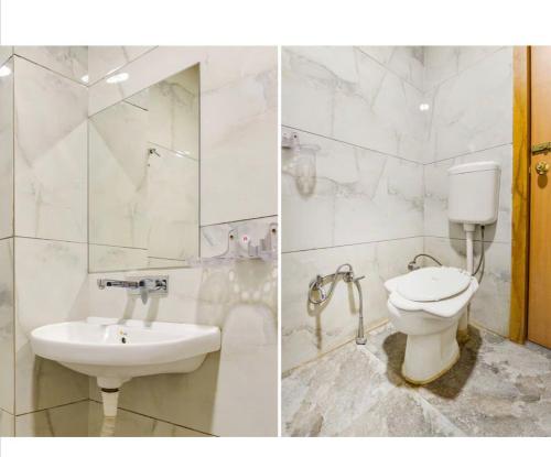 印多尔HOTEL SiGNOR的两张带有马桶和水槽的浴室的照片