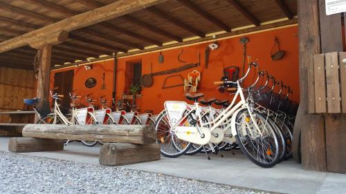 a group of bikes parked in a building at Luna Residence Hotel in Casalmaggiore