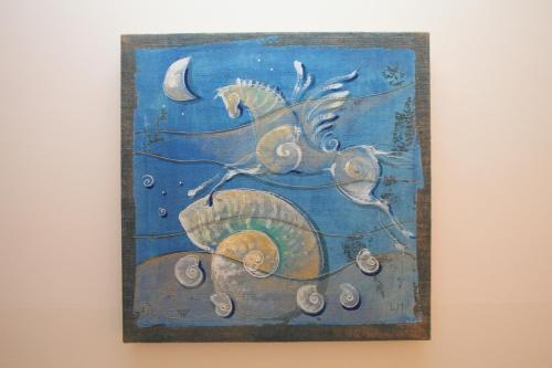 a painting on a wall of a painting of a unicorn at Hotel Amarea - Aeolian Charme in Canneto