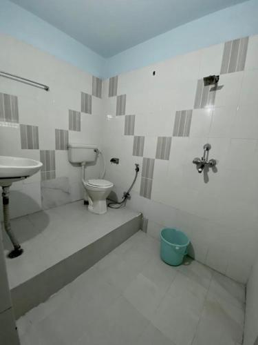 a bathroom with a toilet and a sink at sandstone Villa jaisalmer in Jaisalmer