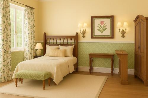 Ένα ή περισσότερα κρεβάτια σε δωμάτιο στο Seclude Hampi 1800