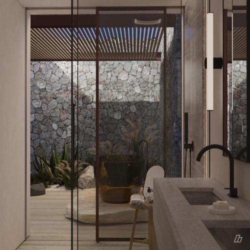 Koupelna v ubytování Kenshō Paros