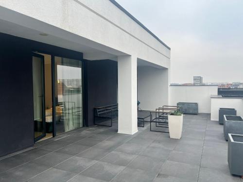 Balkón nebo terasa v ubytování UpartHotel