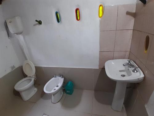 een badkamer met toilet en wastafel bij Monoambiente Magia Uritorco in Capilla del Monte