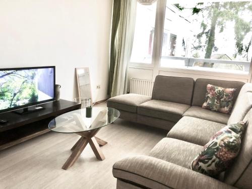 Posezení v ubytování Gemütliches Apartment mit Naturblick für Monteuren