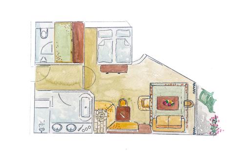 rysunek salonu z meblami w obiekcie Hotel Post Lermoos superior w mieście Lermoos