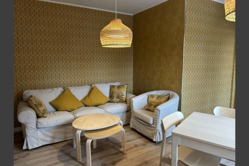 Et opholdsområde på BoLA Ferienwohnung Hamburg 50a mit Balkon Familienfreundlich für 4 Personen, Parkplatz