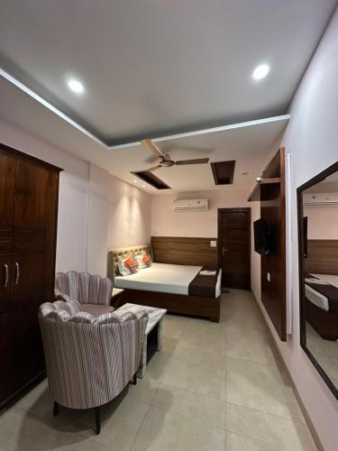 Ένα ή περισσότερα κρεβάτια σε δωμάτιο στο Hotel Moon Stone