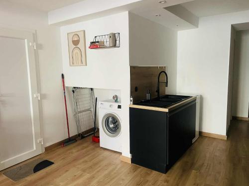 una lavanderia con lavatrice e lavatrice di Studio Bohème a La Côte-Saint-André