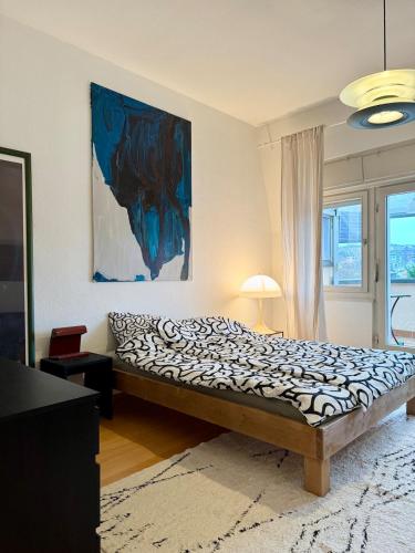 Postel nebo postele na pokoji v ubytování Design apartment in Jugendstilvilla nähe Altstadt