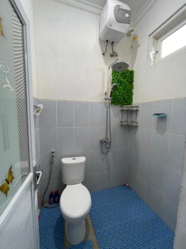 ein kleines Badezimmer mit Toilette und Dusche in der Unterkunft Cozy Homes BnB in Prampuan