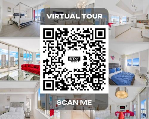 a collage of photos of a virtual tour of a house at Spacious VIP Penthouse with Ocean & Intracoastal Views, Private Entry, Resort Amenities in Hallandale Beach
