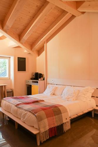 a bedroom with a large bed in a room at La Presentosa guest house in Villalago