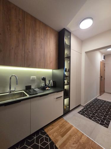 a kitchen with a sink and a counter top at Tara Breeze Apartments in Kolašin