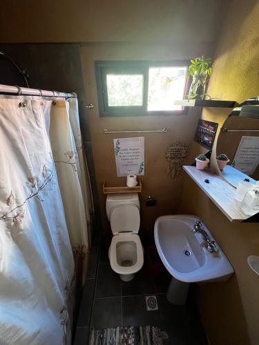 a small bathroom with a toilet and a sink at Armonía y plenitud in Trelew
