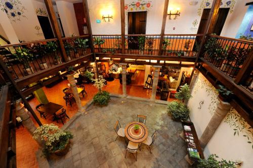 an overhead view of the lobby of a hotel at La Casona de la Ronda Hotel Boutique in Quito
