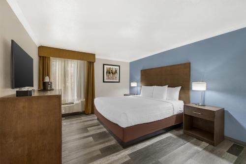 a hotel room with a bed and a television at Best Western Airport Albuquerque InnSuites Hotel & Suites in Albuquerque